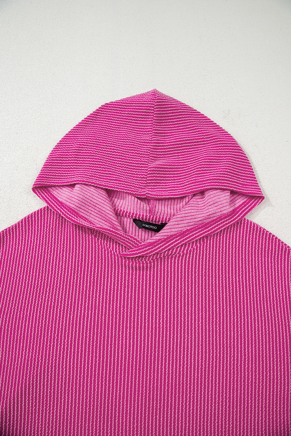 Smoke Gray Twisted Rib Texture Solid Hoodie