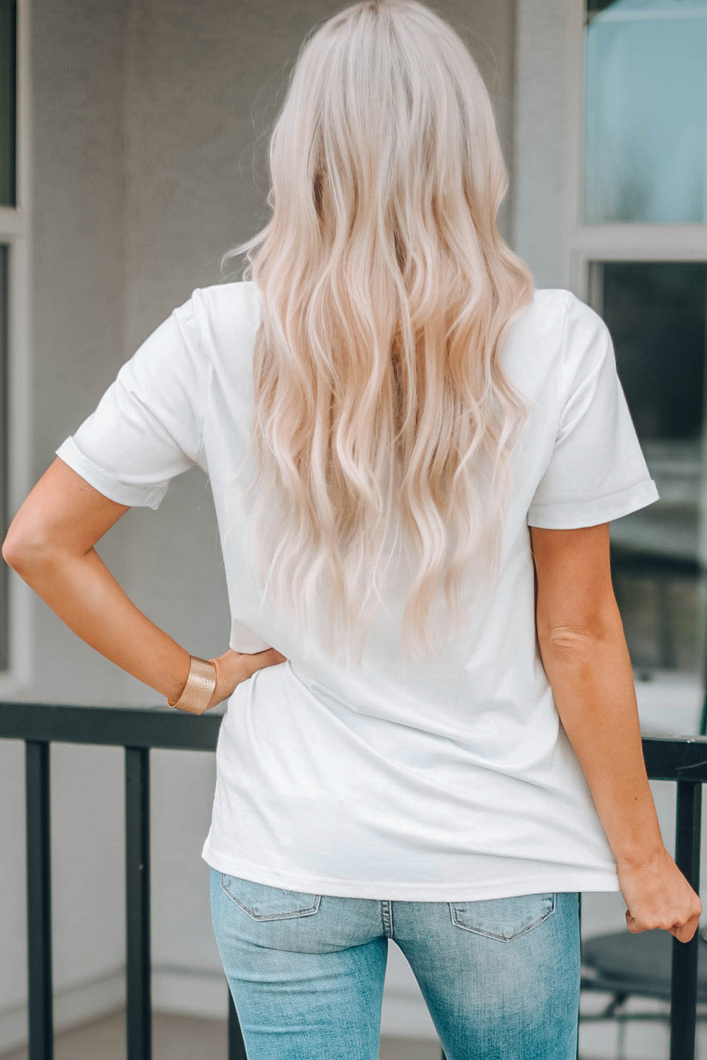 White MAMA Floral Block Graphic Casual T Shirt