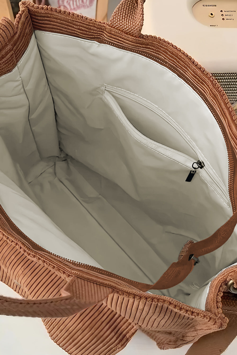 Chestnut Detachable Shoulder Strap Large Corduroy Bag