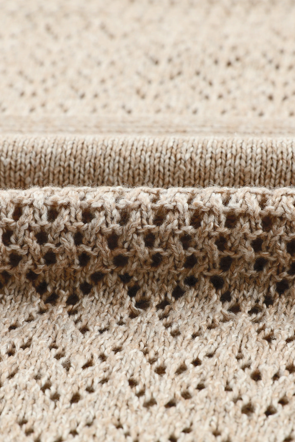 Sky Blue Eyelet Pattern Detail V Neck Drop Shoulder Sweater