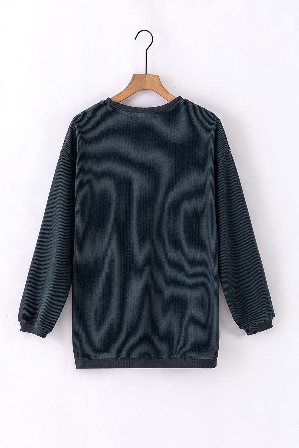 Grass Green Ribbed Corded Oversized Sweatshirt
