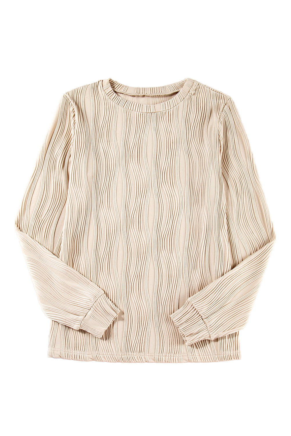 White Wavy Textured Mock Neck Cap Sleeve Top