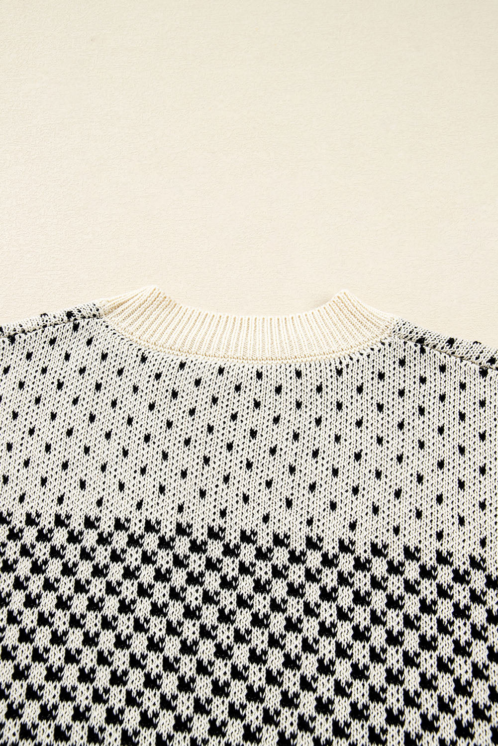 Red Contrast Color Pattern Lantern Sleeve Sweater