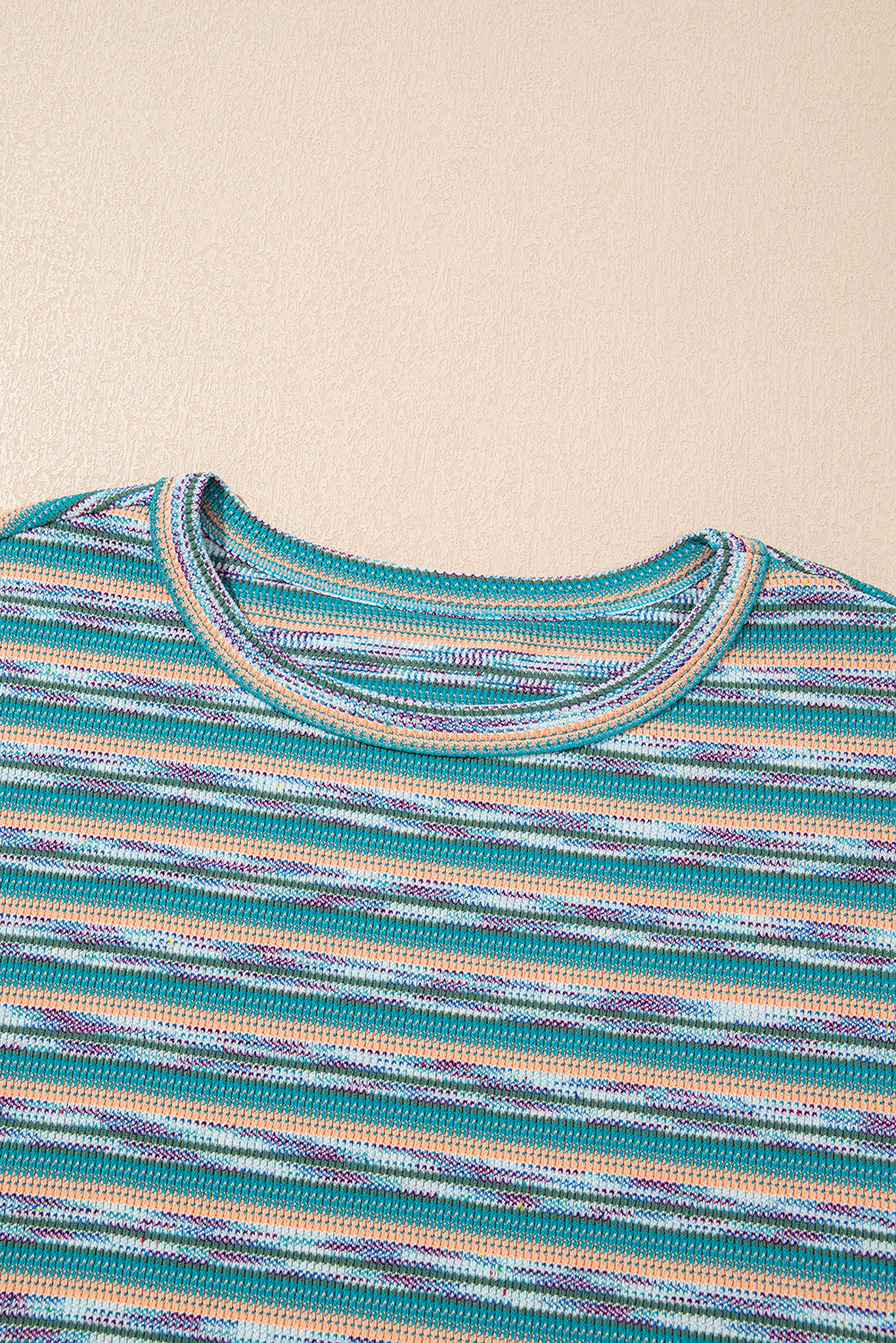 Multicolour Striped Wide Sleeve Loose T Shirt