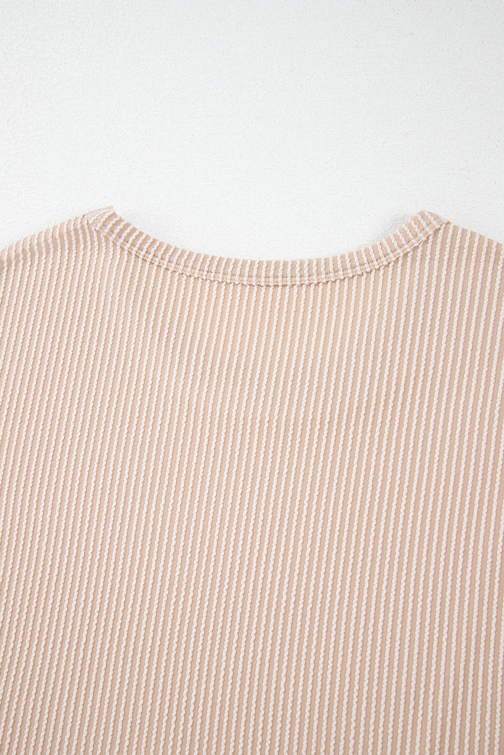 Gray Twisted Rib Wide Sleeve Crew Neck T Shirt