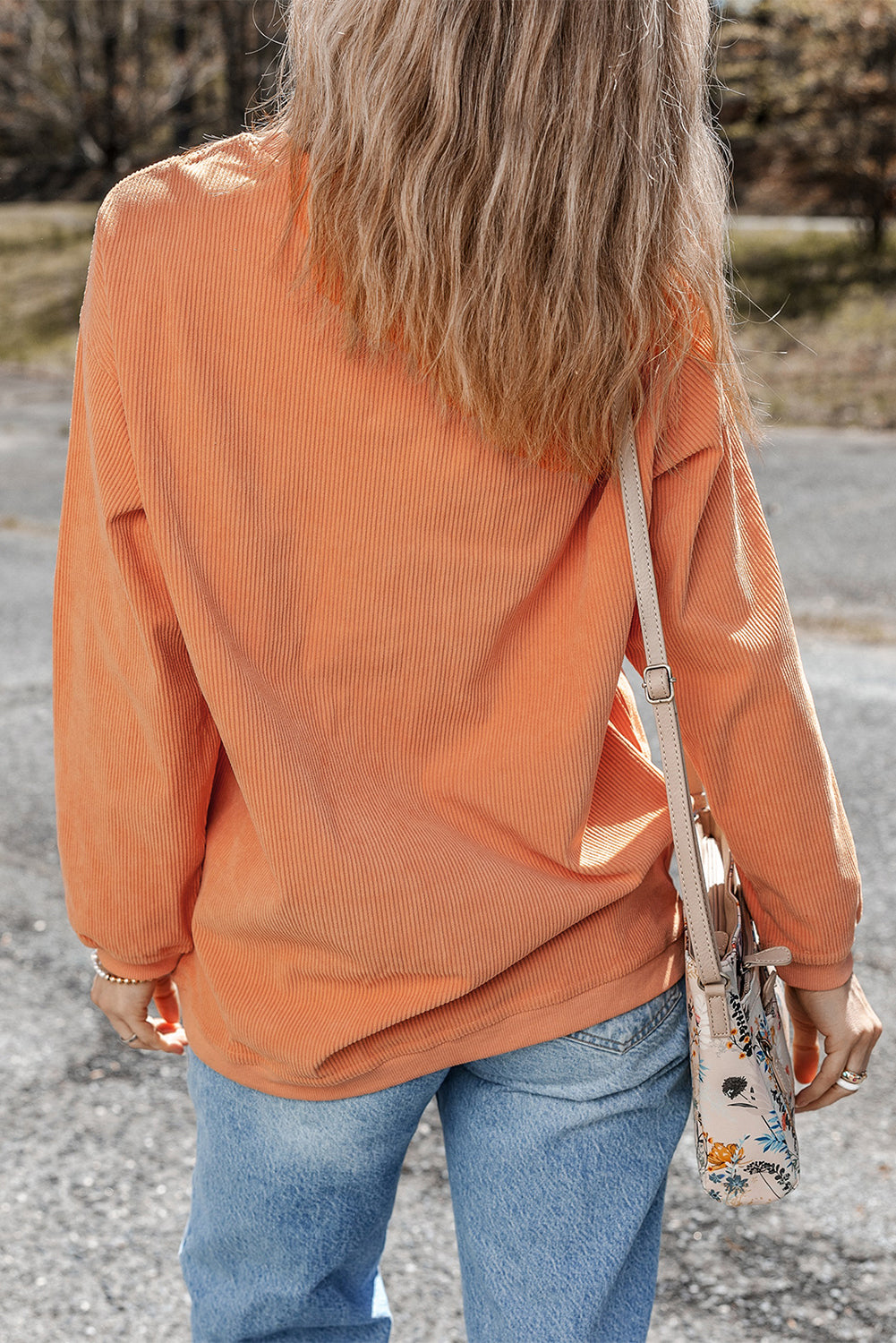 Grass Green Ribbed Corded Oversized Sweatshirt