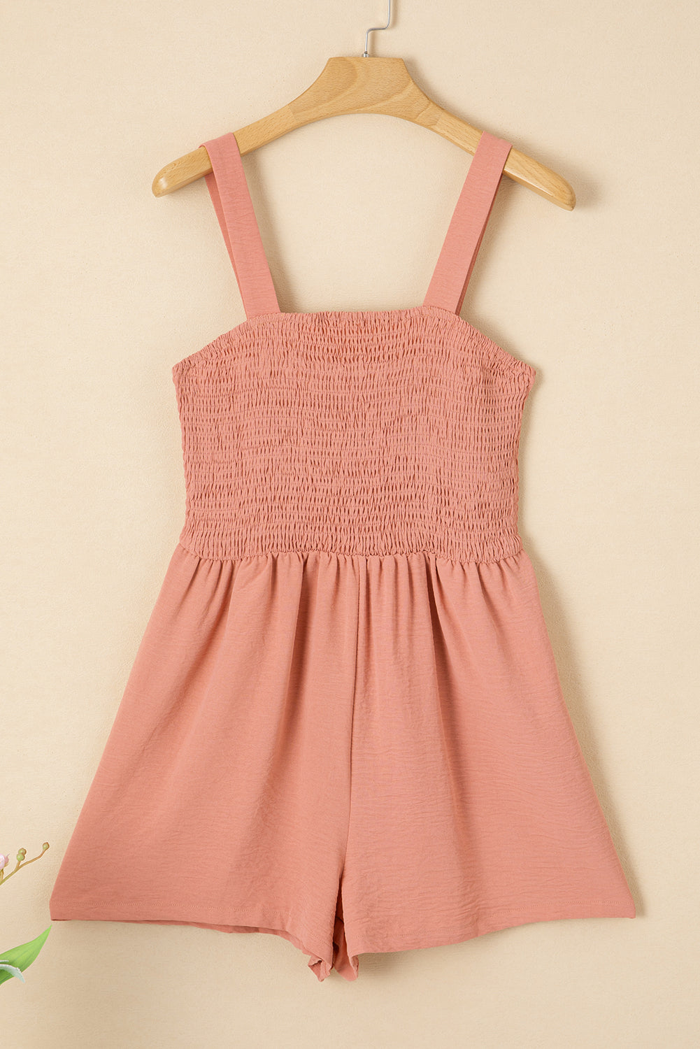 Burgundy Casual Pocketed Smocked Sleeveless Romper