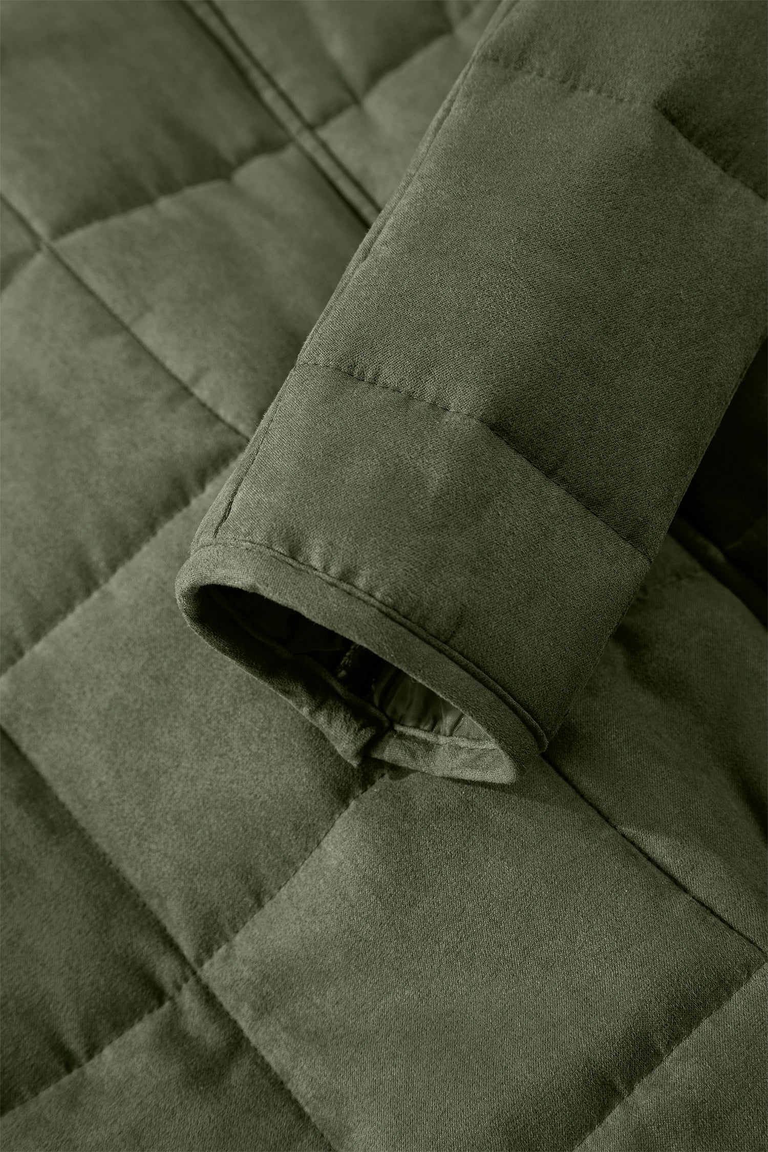 Khaki Zip-Up Pocket Quilted Jacket