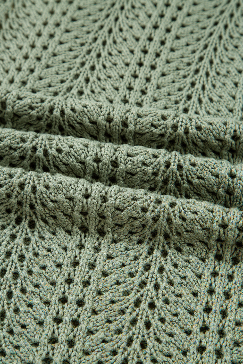 Green Bay Scalloped Edge Eyelet Knit Batwing Sleeve Cardigan