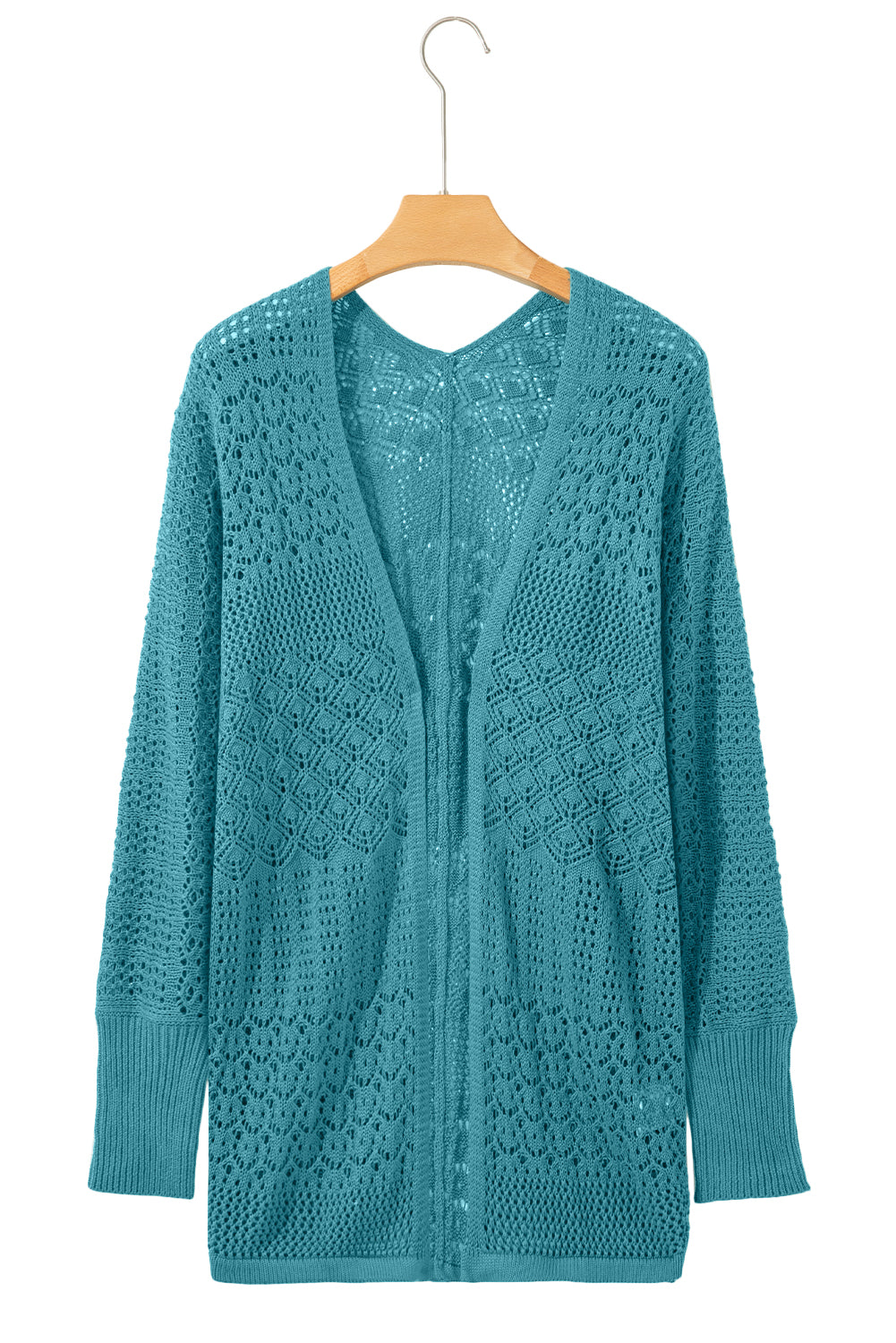 Redwood Burl Mixed Pattern Knitted Open Front Plus Cardigan