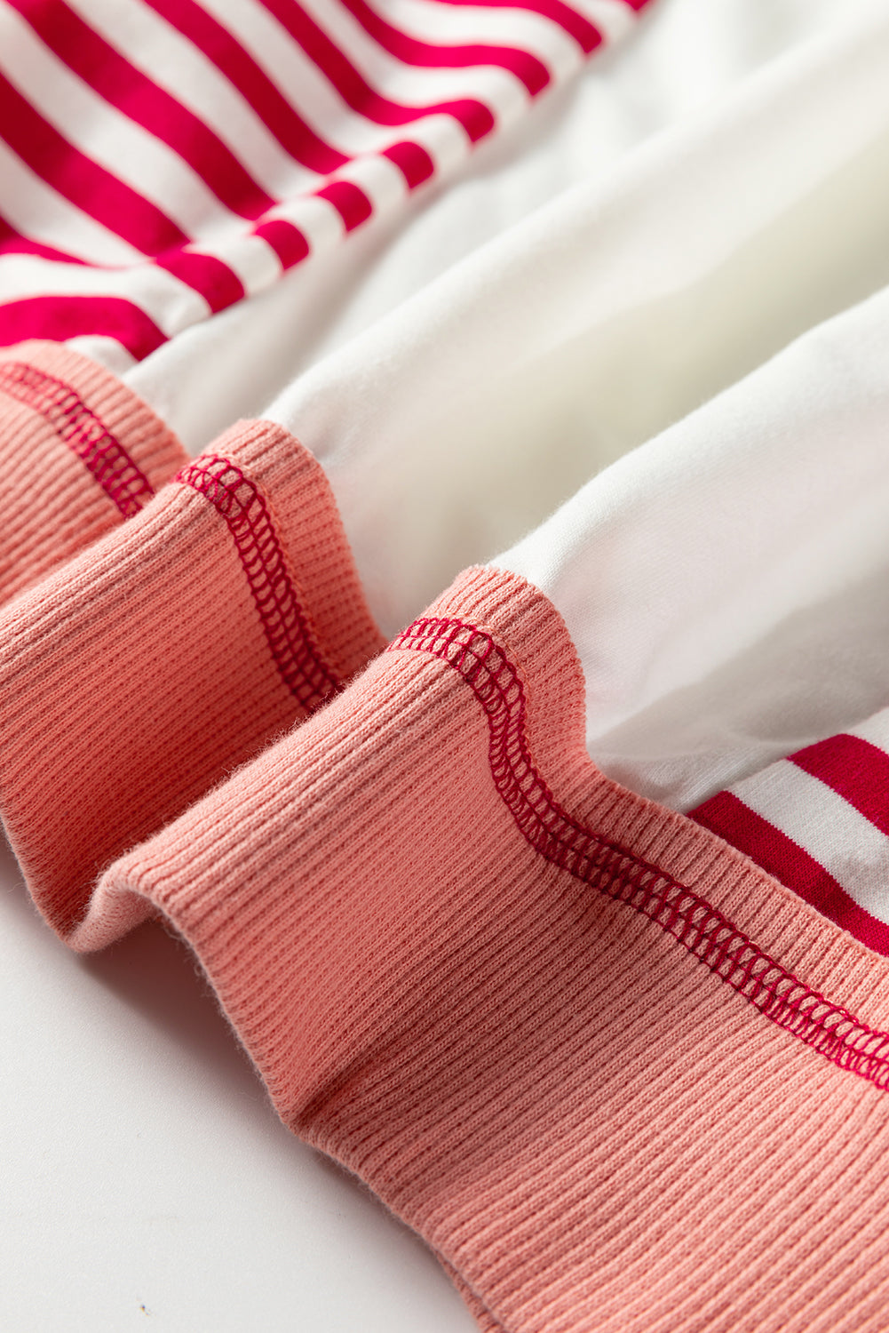 Red Stripe Colorblock Patchwork Contrast Stitching Oversize Sweatshirt
