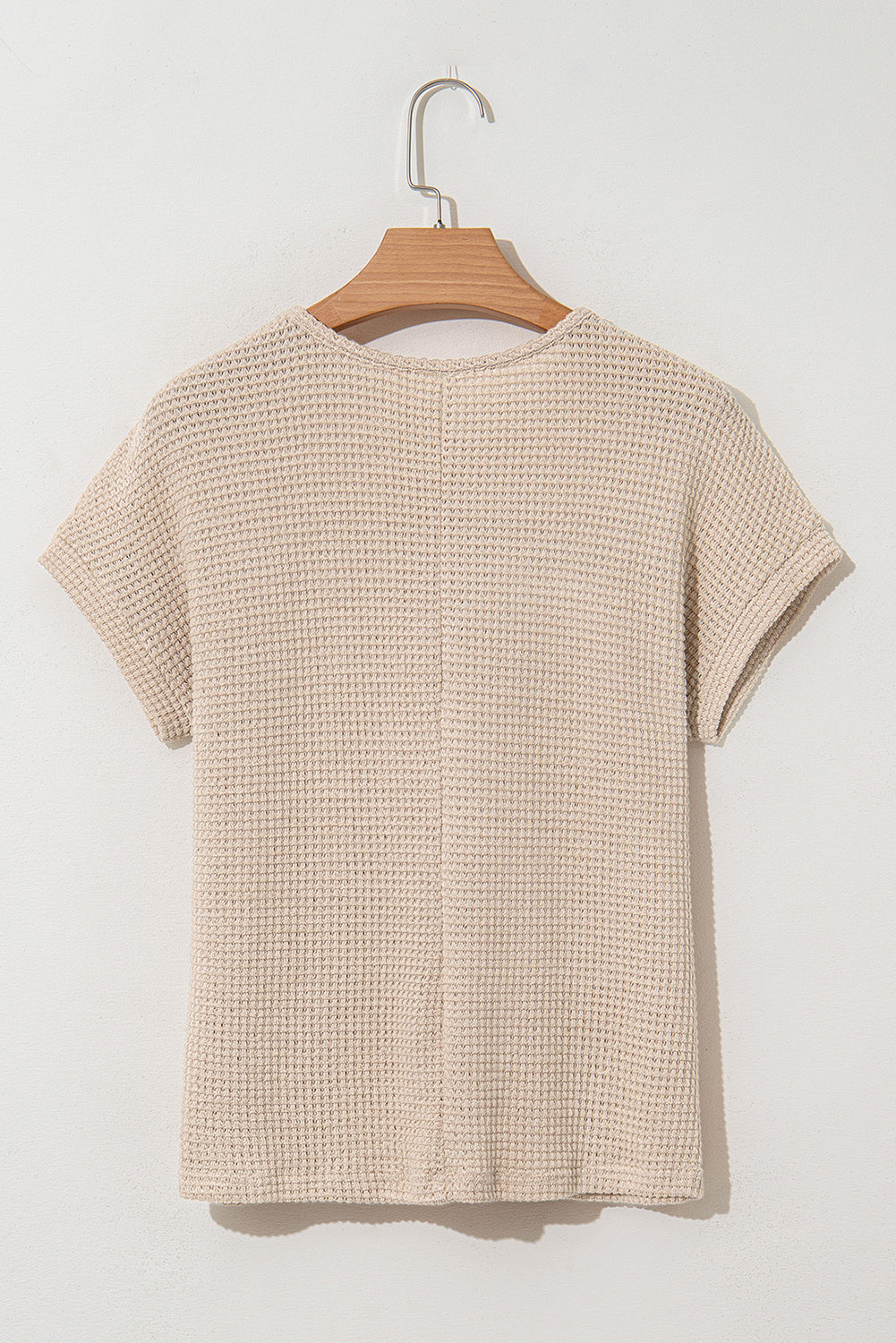 Mist Green Lace Patchwork Waffle Short Sleeve Top