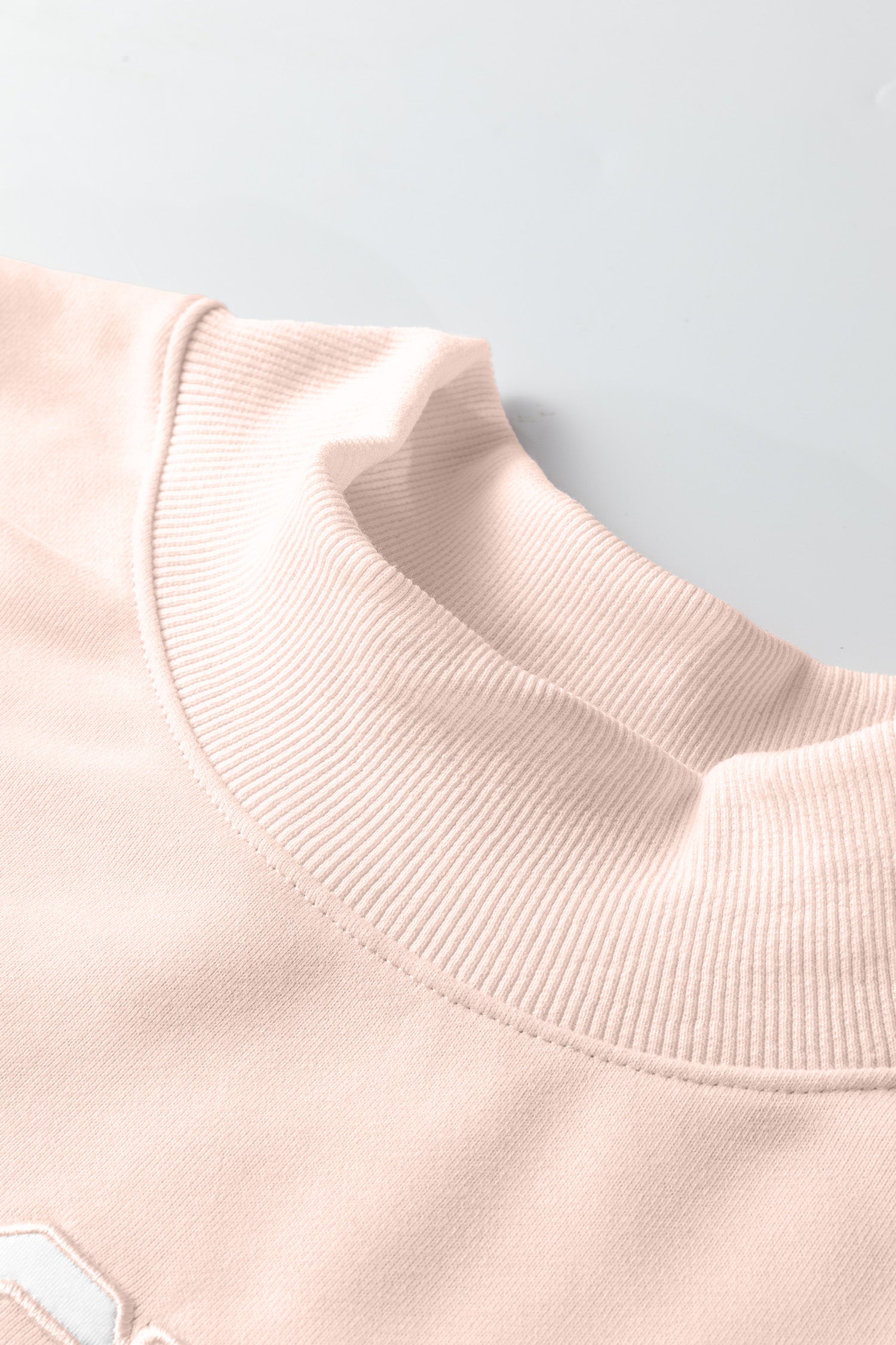 Bright Pink Oversize Blessed Embroidered Mock Neck Sweatshirt