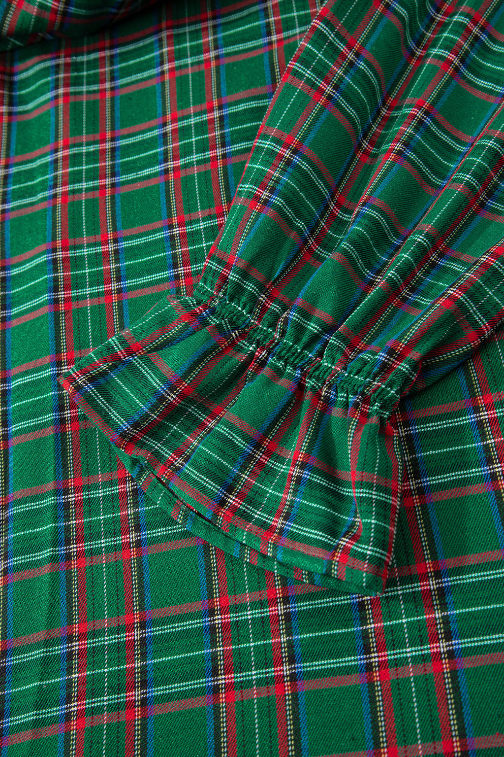 Red Tartan Plaid Square Neck Puff Sleeve Knot Waist Flared Midi Dress