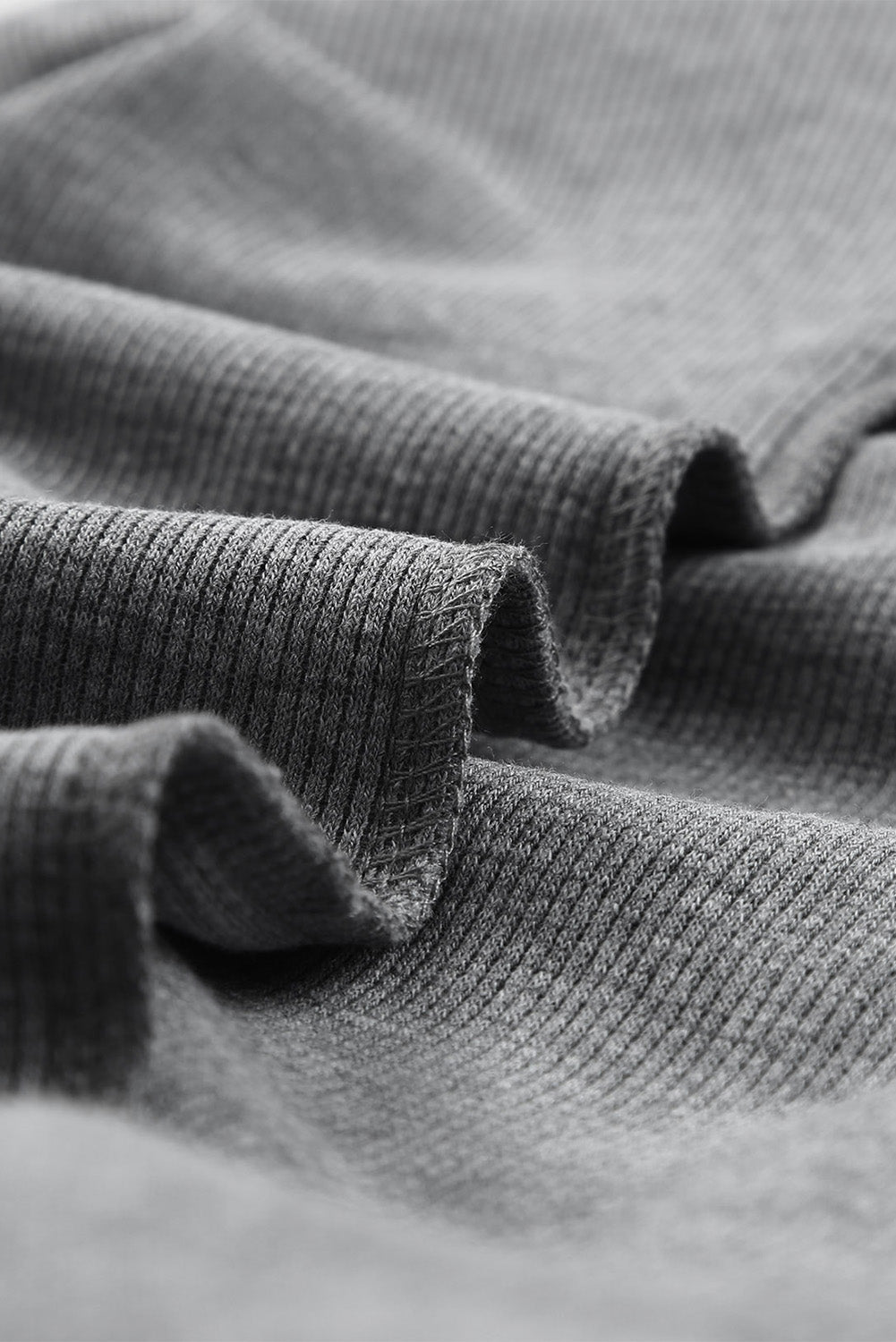 Black Waffle Knit Henley Top