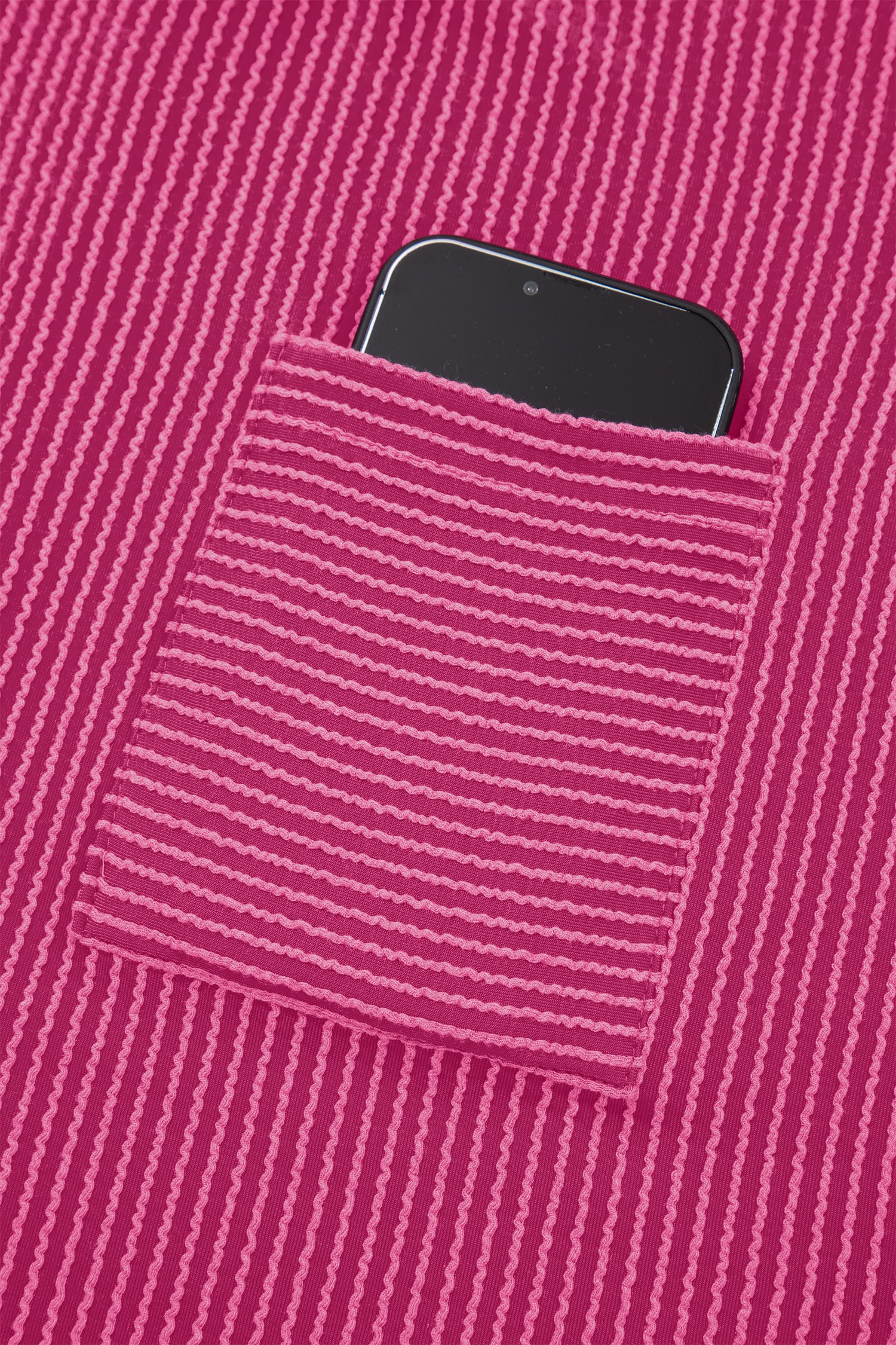Bright Pink Striped Ribbed Knit T-shirt Shift Dress