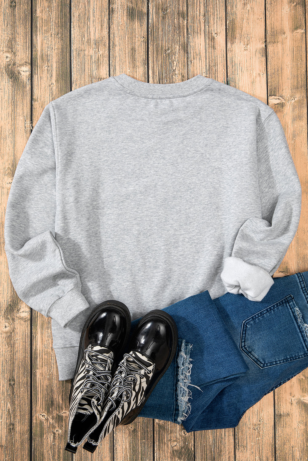 Russet Orange Solid Fleece Lined Drop Shoulder Terry Sweatshirt