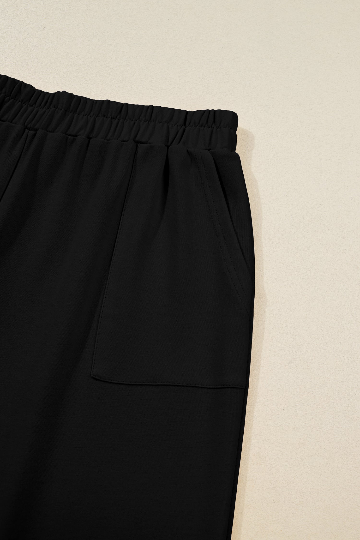 Sail Blue Plus Size Elastic Waist Asymmetrical Hem Loose Capris Pants