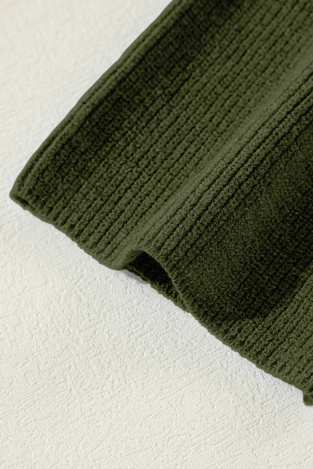 Moss Green Lightweight Ribbed Knit Button Front V Neck Cardigan