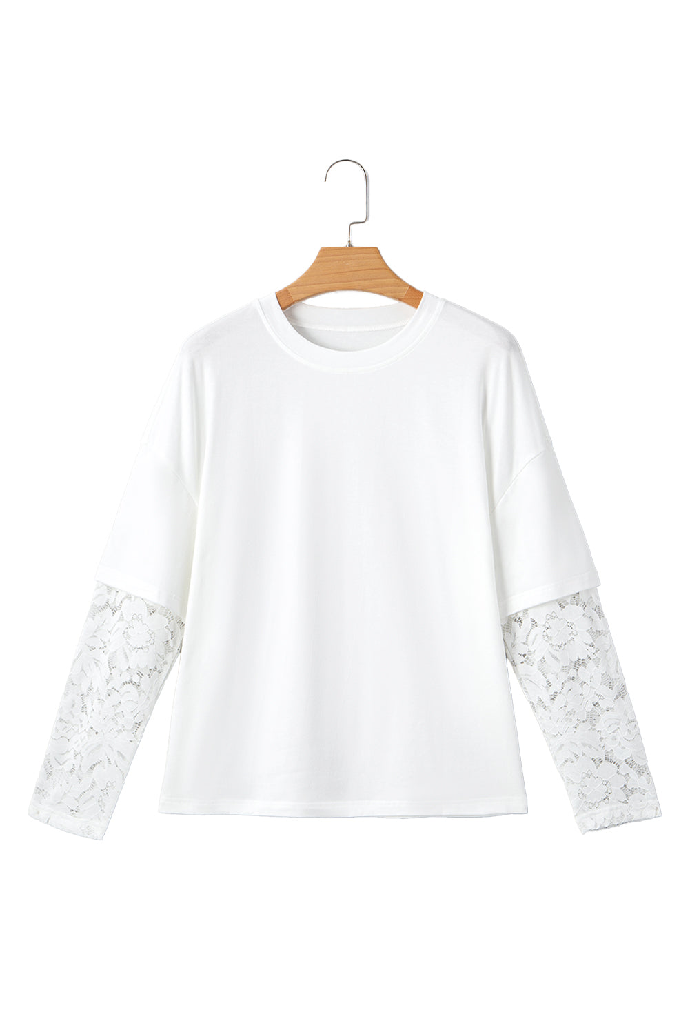 Black Lace Long Sleeve Insert Drop Shoulder Tee