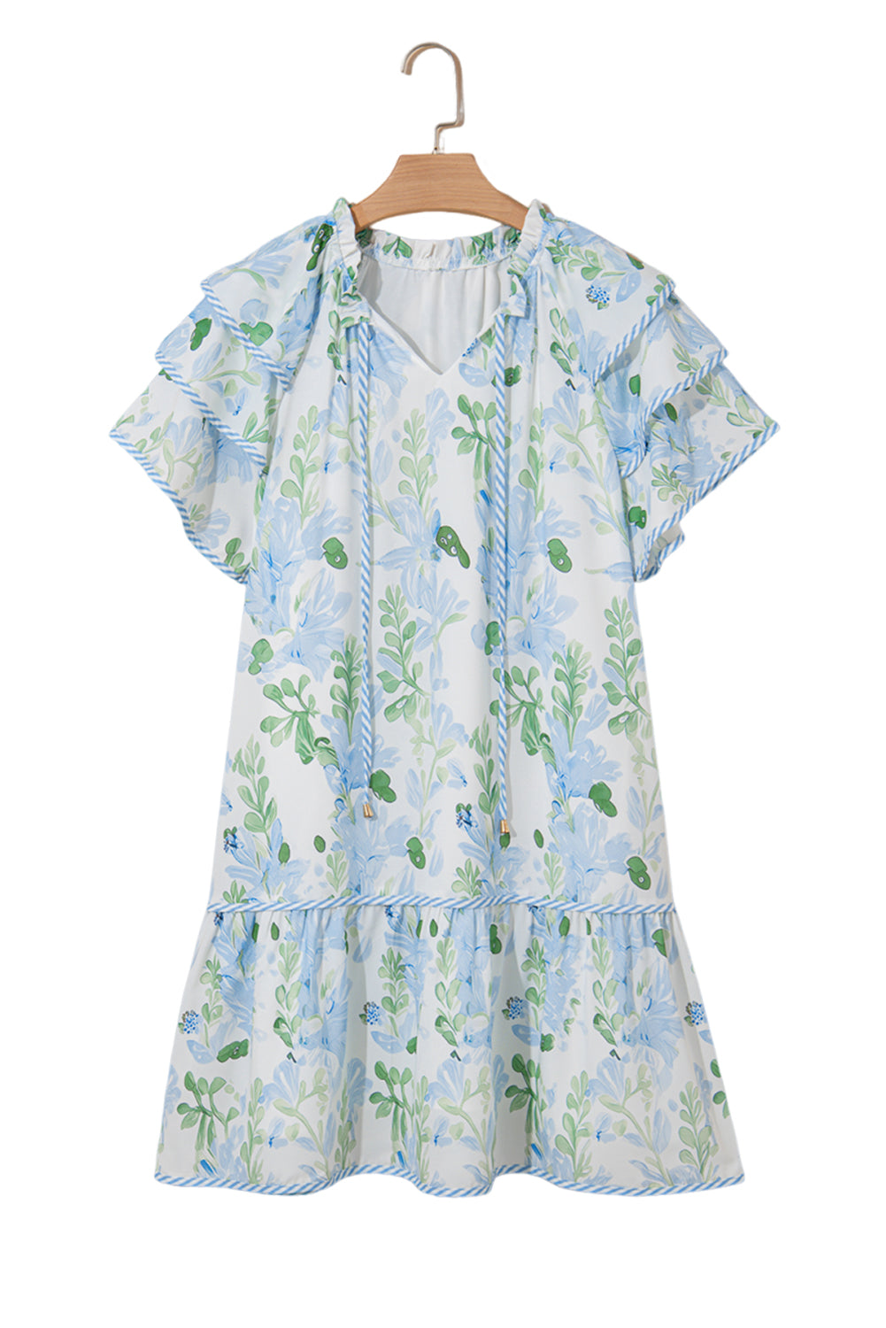 Pink Plus Size Floral Print Striped Detail Short Summer Dress