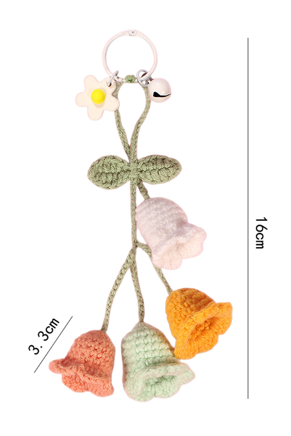 Meadow Mist Green Handmade Crochet Bell Orchid Flower Key Ring Bag Pendant