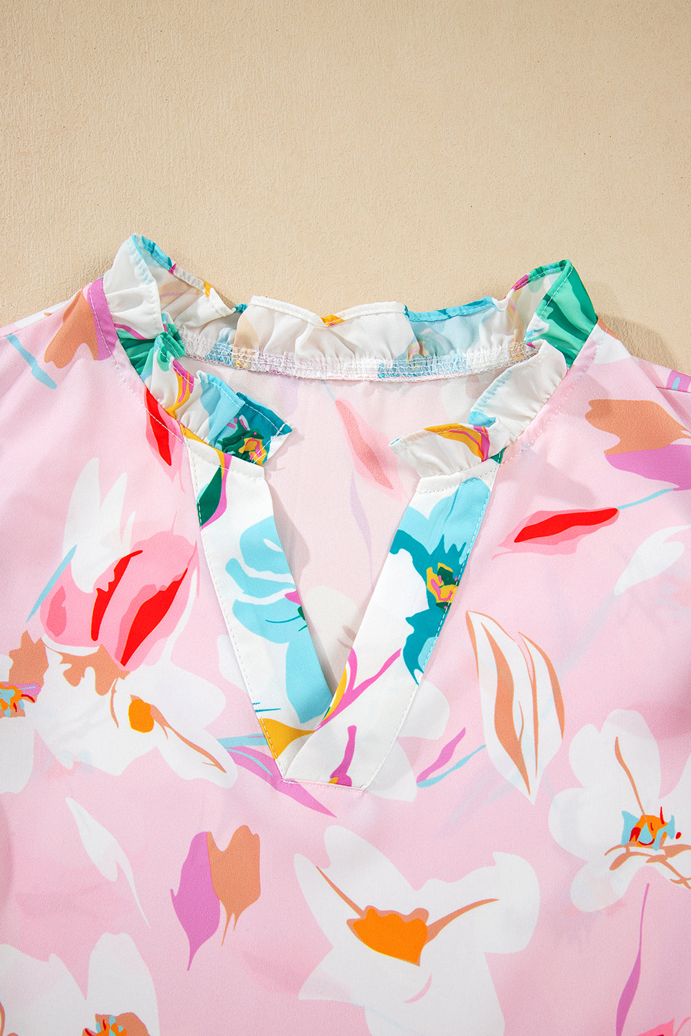 Pink Floral Print Knotted Shoulder Smocked Maxi Dress