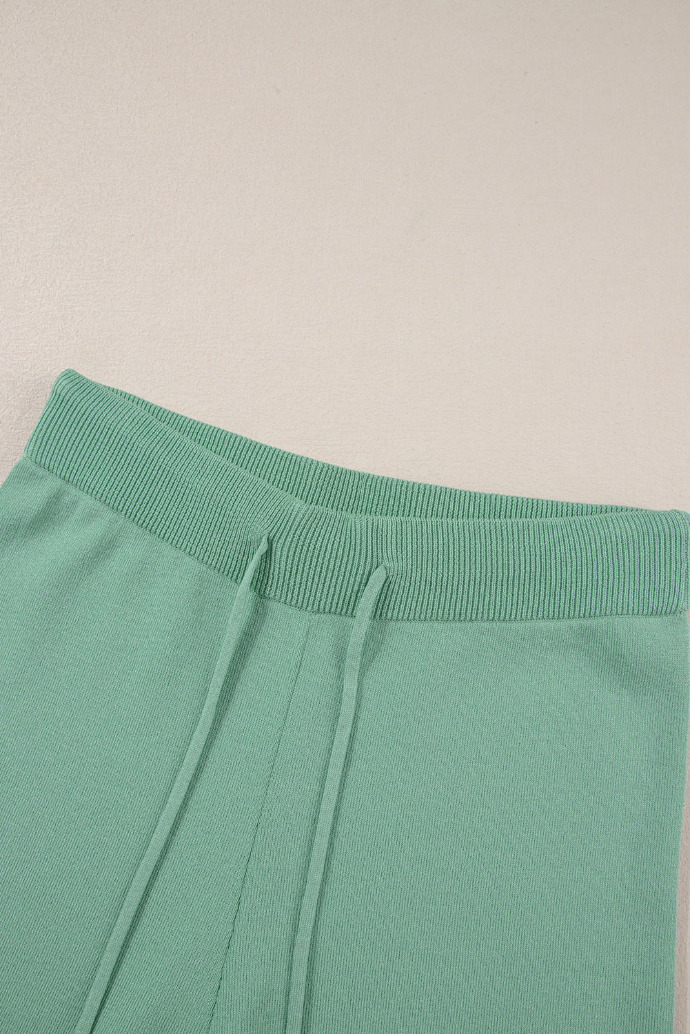 Blackish Green Contrast Trim Half Sleeve Top Drawstring Pants Loose 2pcs Sweater Suit