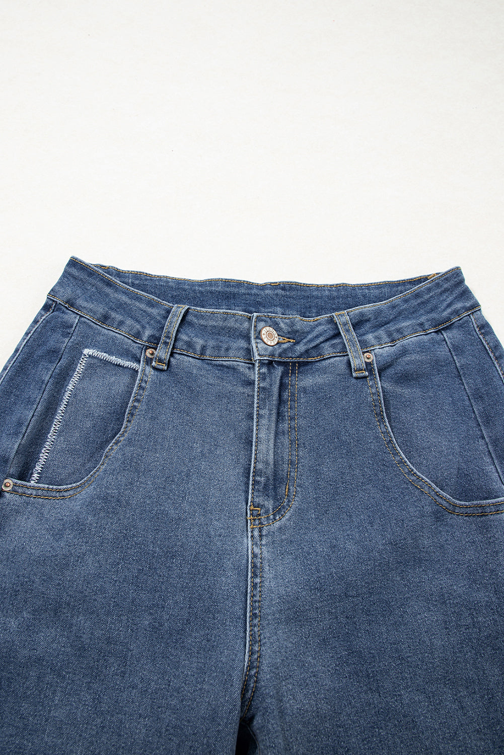 Ashleigh Blue Stitched Raw Hem Wide Leg Loose Jeans