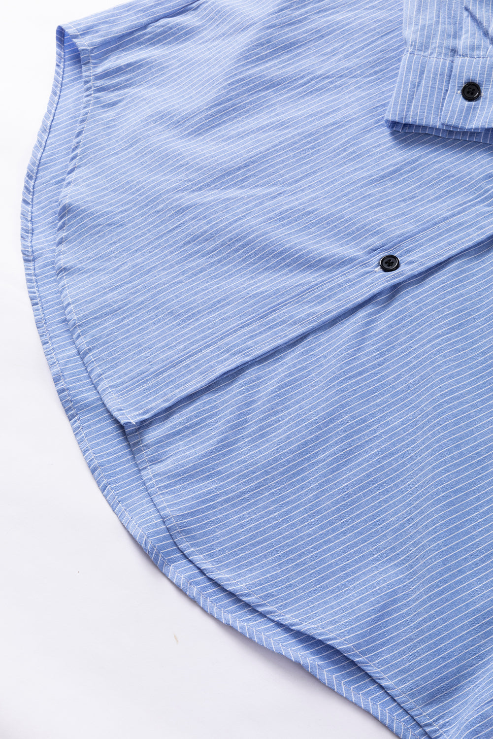 DEAR-LOVER Stripe Roll-tab Sleeve Pocketed Long Shirt