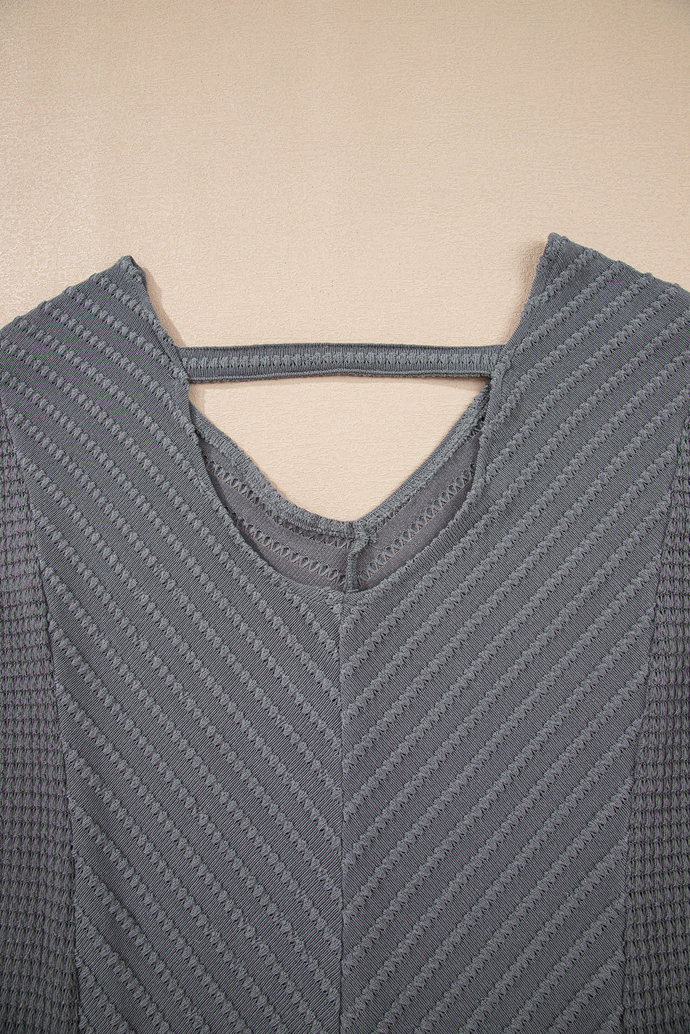 Sleet V Neck Chevron Texture Patchwork Long Sleeve Knit Top