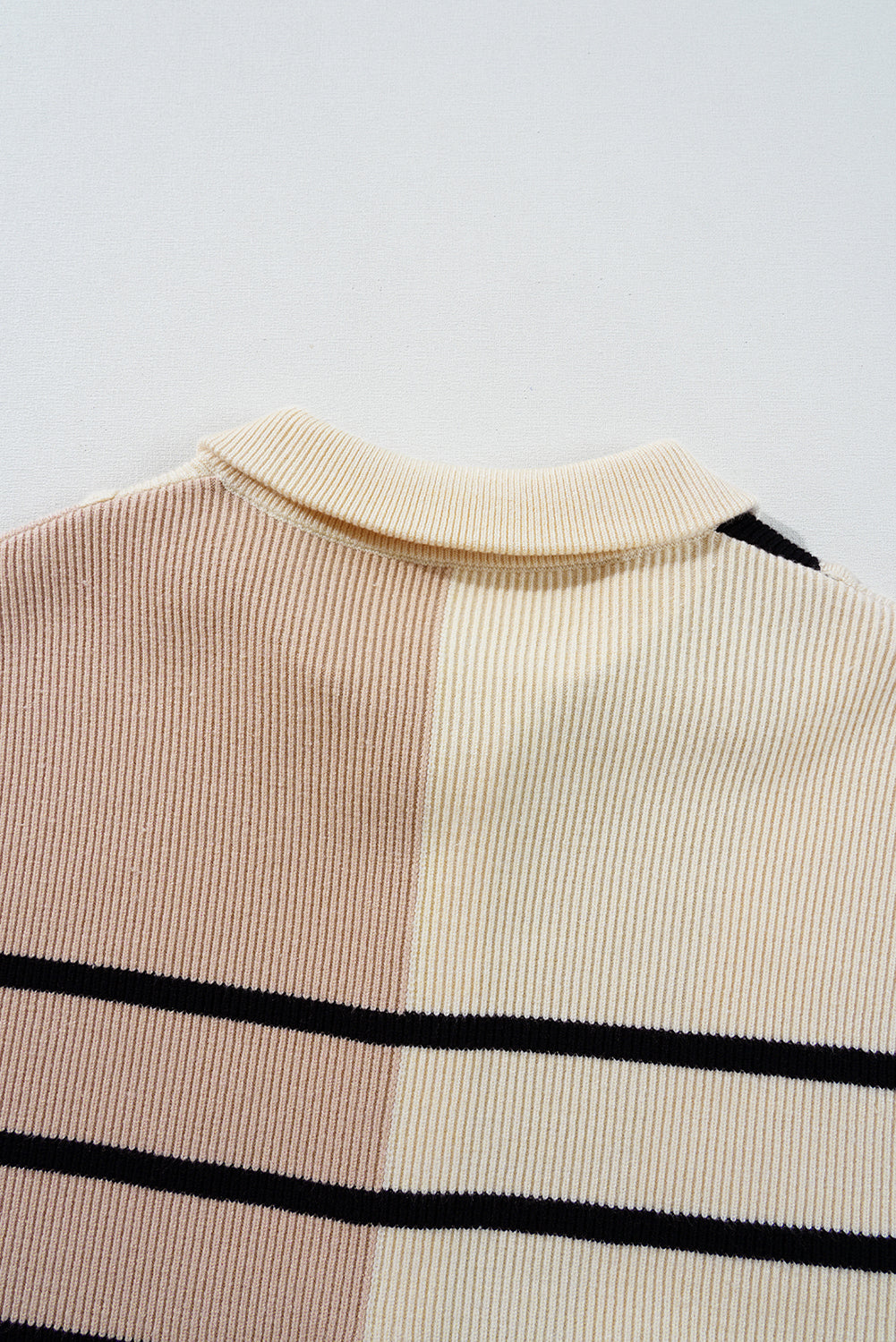 Sky Blue Stripe Colorblock Quarter Zip Collar Sweater Vest