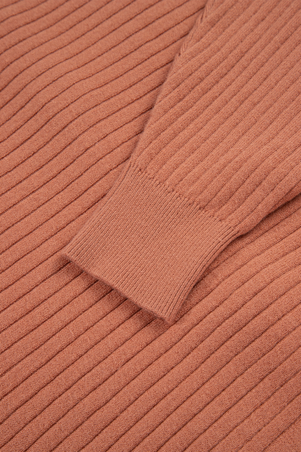Apricot Pink Wide Rib Knit Button Front Dolman Sleeve Sweater Cardigan