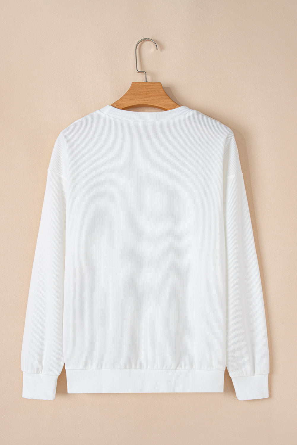 White Plaid Bowknot Pattern Corded Oversized Sweatshirt