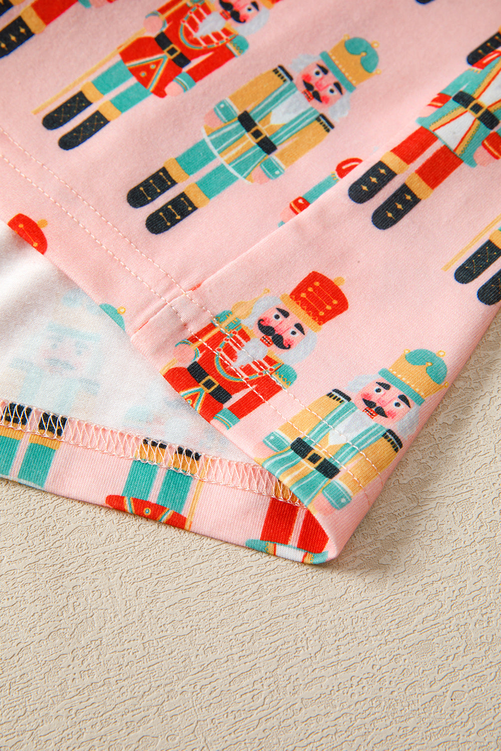 Pink Nutcracker March Long Sleeve Button Up 2pcs Pajama Short Set