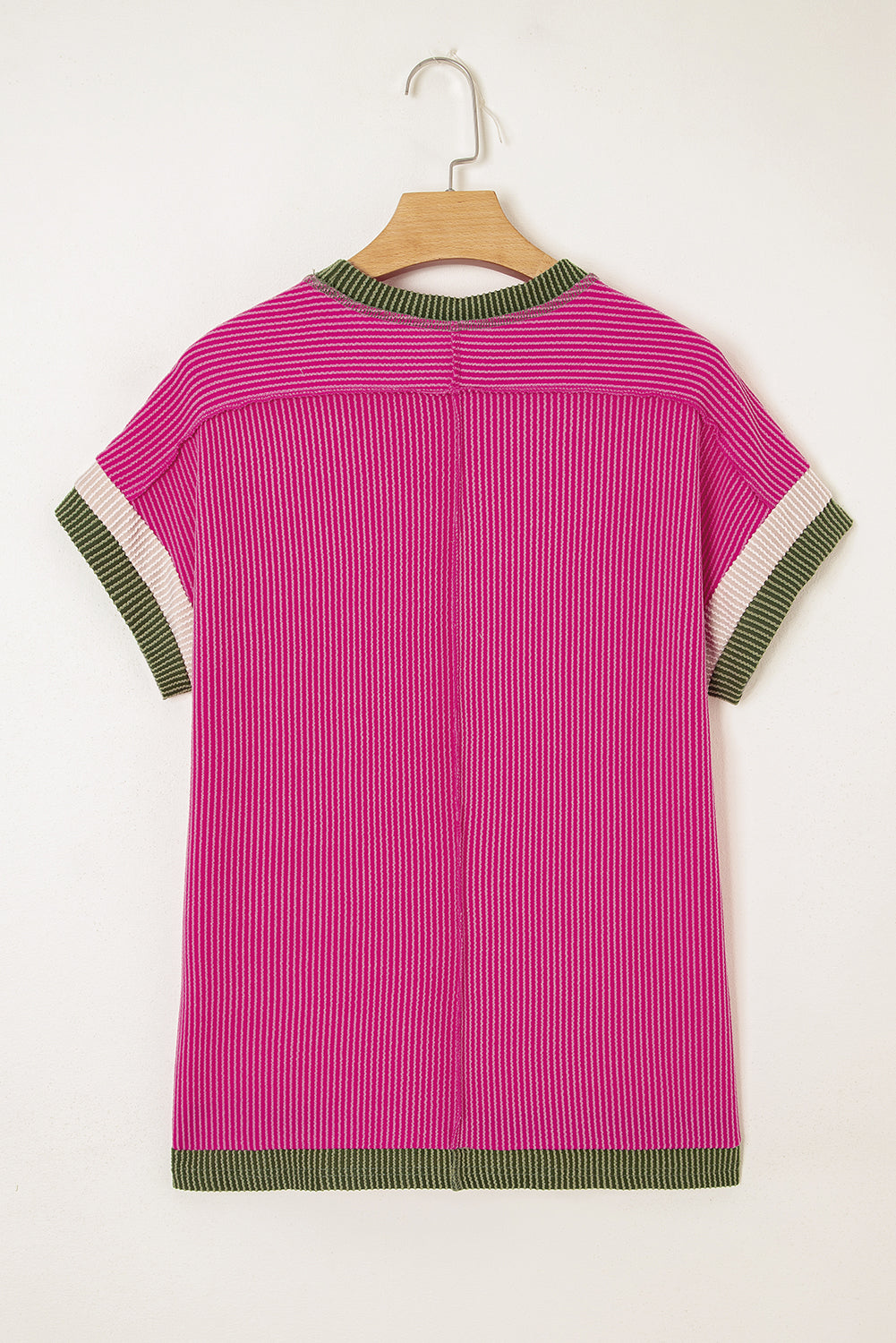 White Textured Knit Exposed Stitching T-shirt
