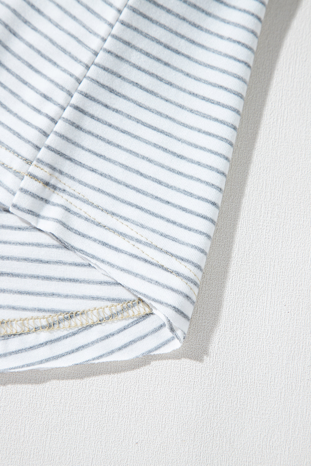 White Stripe Floral Insert Sleeves Contrast Round Neck Tee