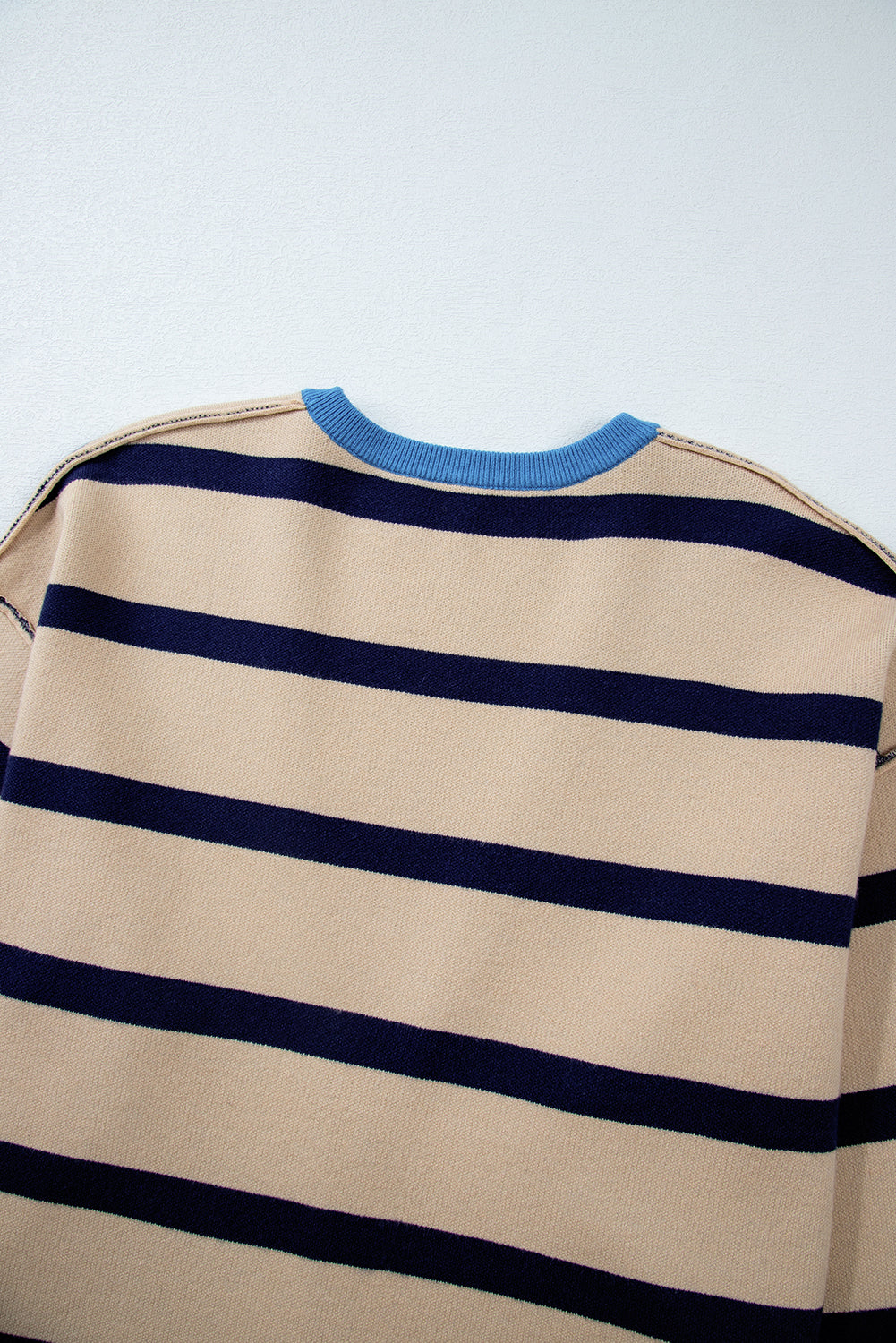 Pink Stripe Colorblock Drop Shoulder Buttoned Loose Cardigan