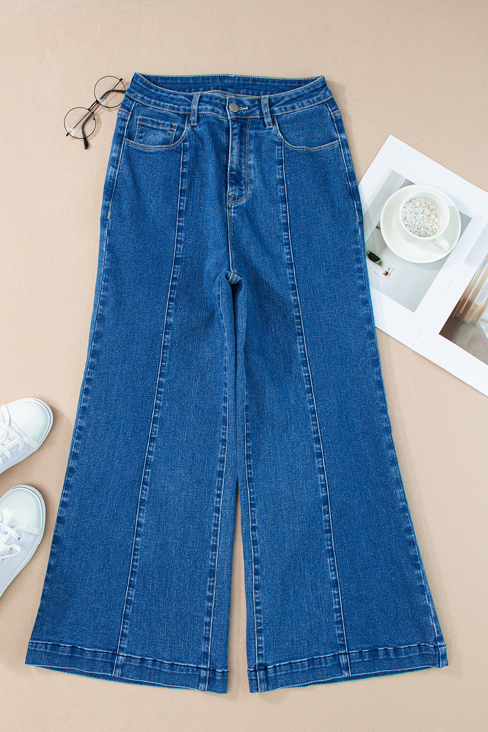 Black Plain Seam Detail Flared Bottom Ankle Length Jeans