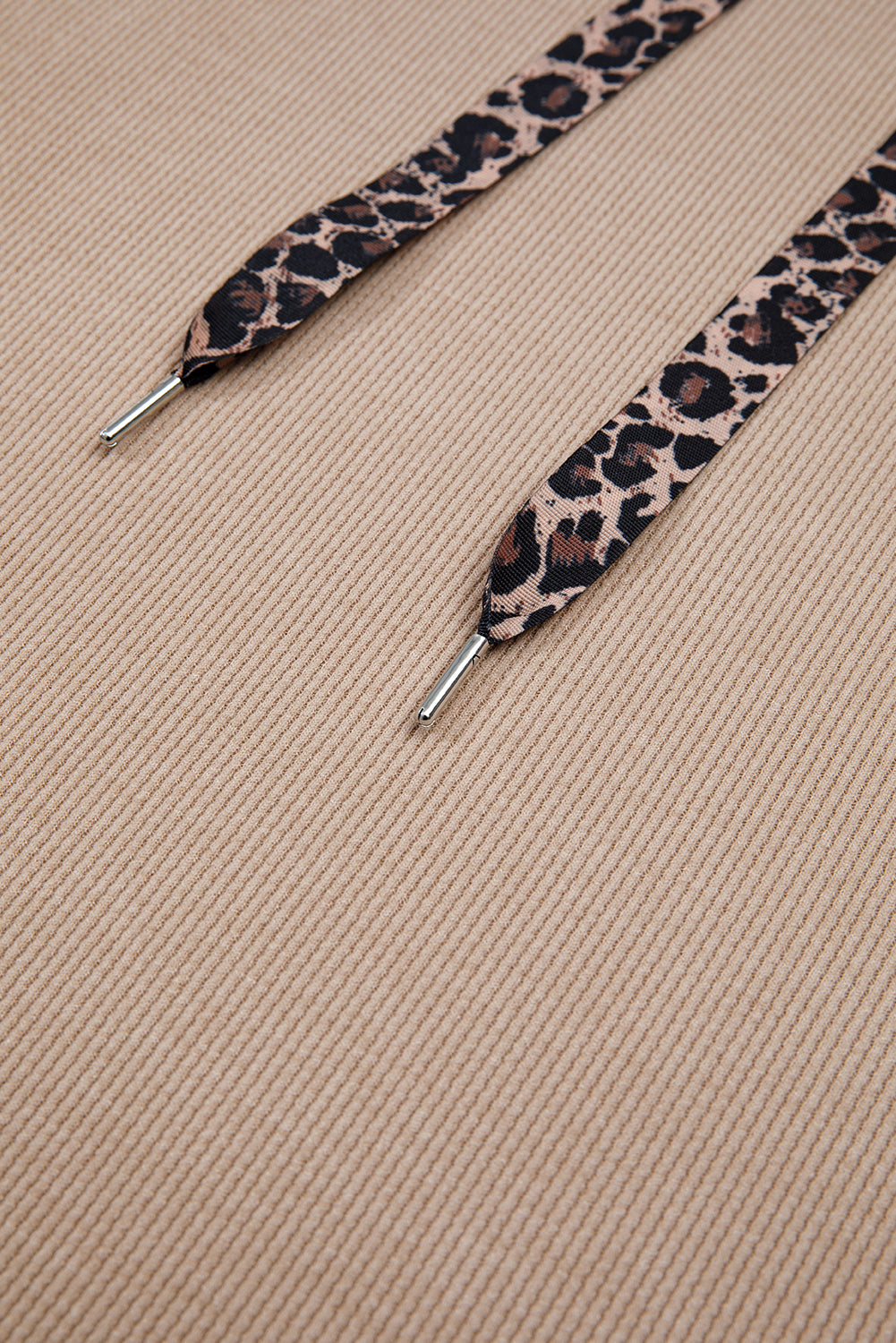 Gray Morn Corduroy Leopard Drawstring High Waist Trousers
