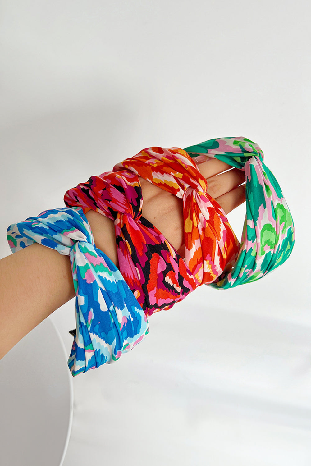 Blue Bohemian Vacation Fashion Print Twisted Hair Band
