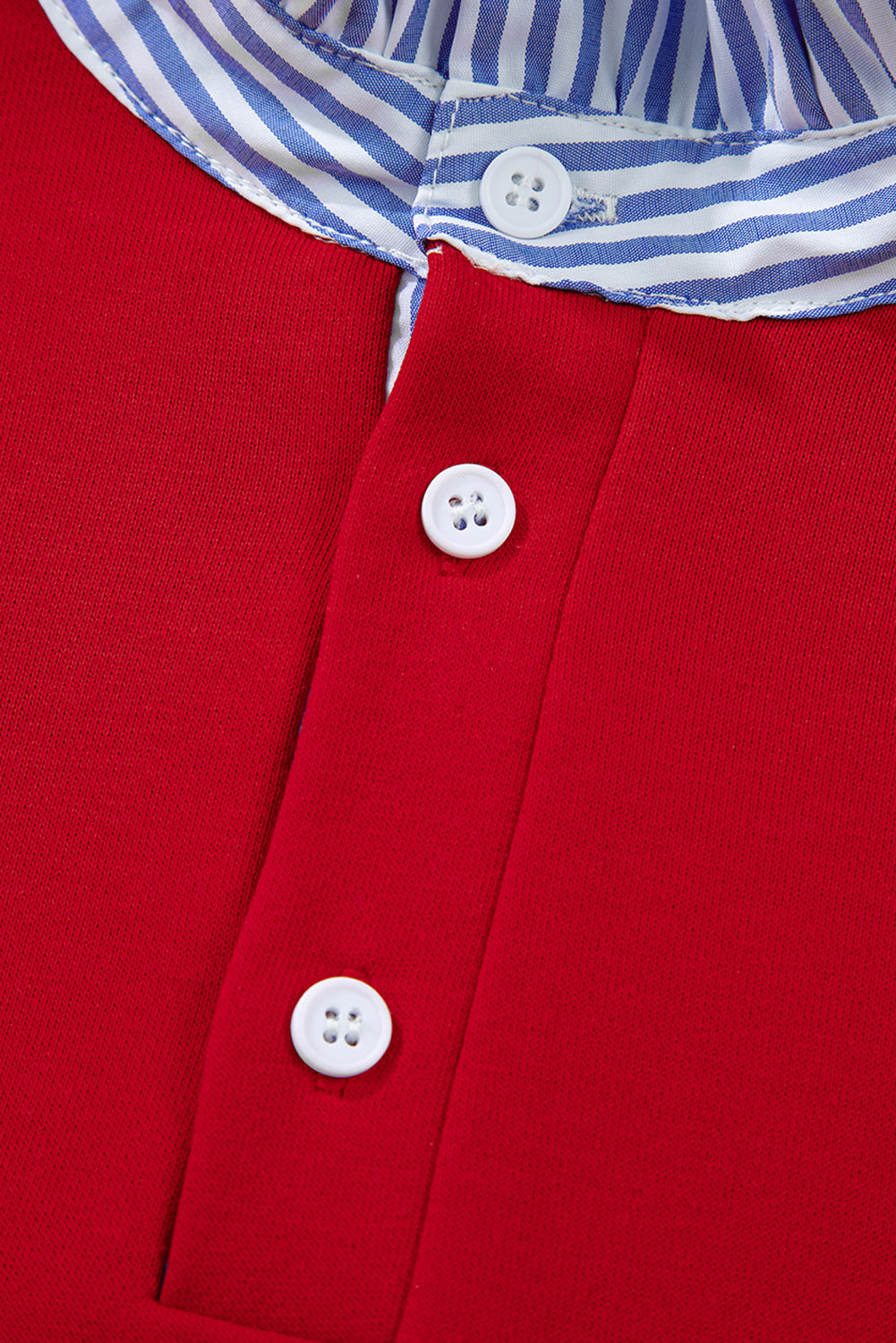 Racing Red Striped Collar Patchwork Satin Bow Sweatshirt and Shorts Set
