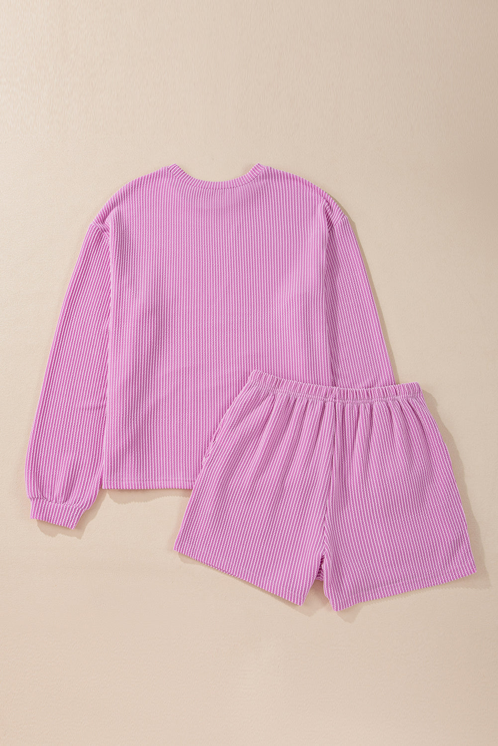 Carbon Grey Mardi Gras Fleur de Lis Patched Corded Long Sleeve Top and Shorts