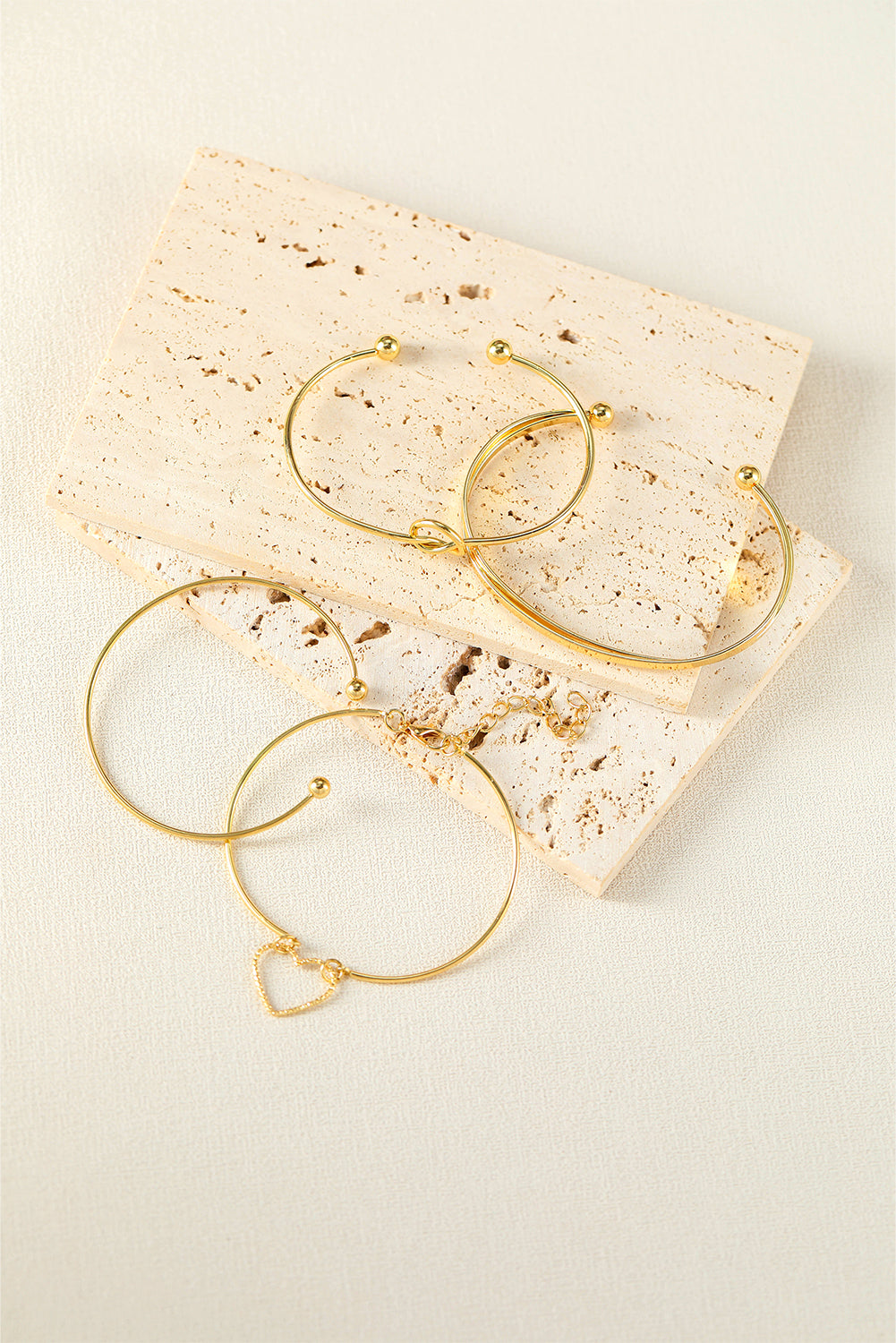 Gold Love Geometric Cross Plated Bracelet 4-piece Set