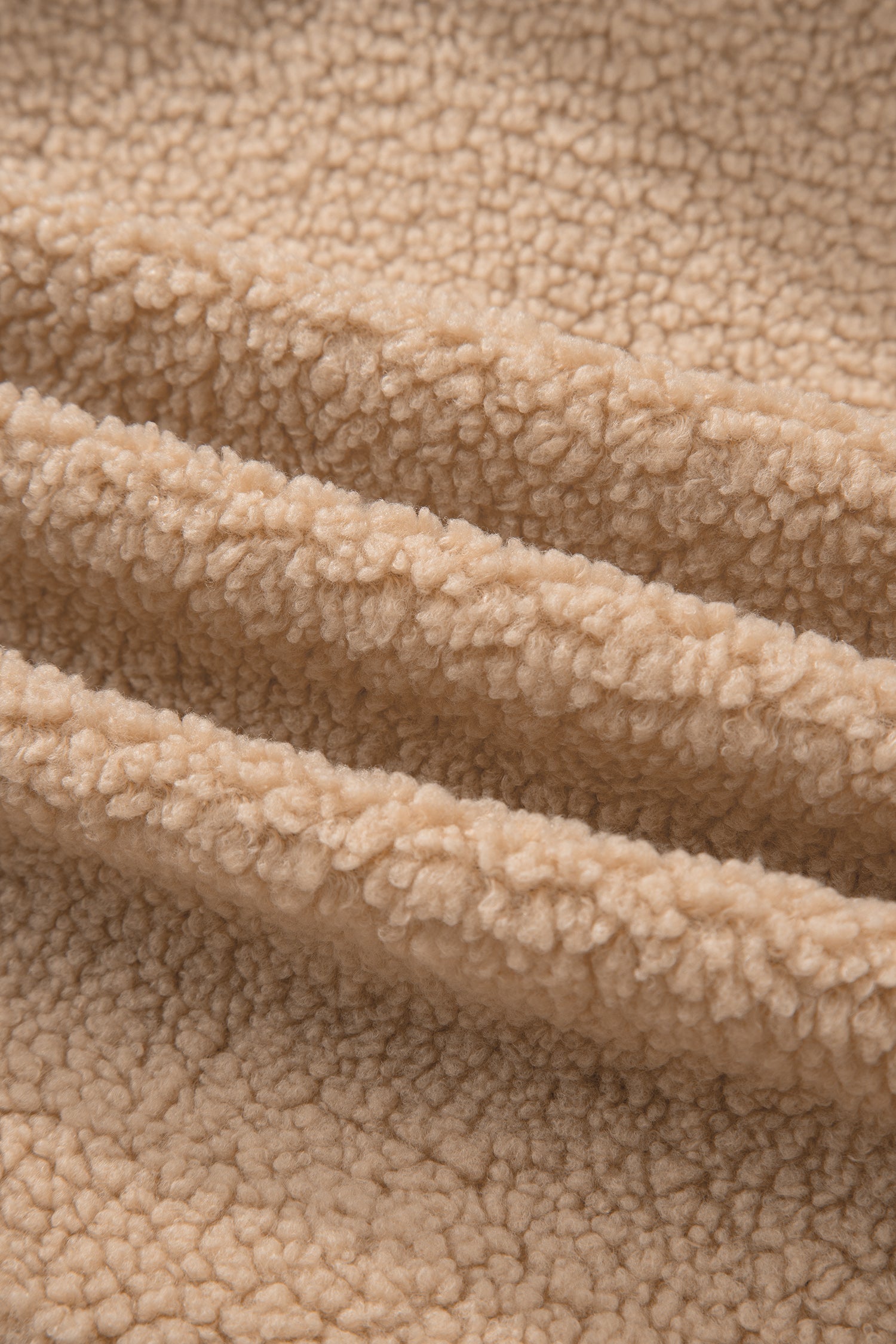 Straw Yellow 2-tone Color Block Patchwork Half Button Sherpa Sweatshirt