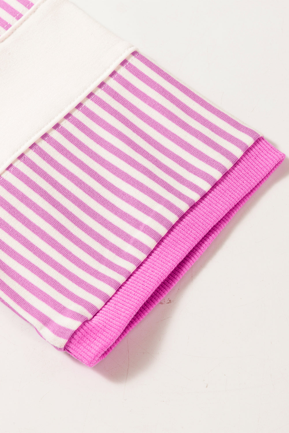 Pink Stripe Patchwork Bracelet Sleeve Plus Size T Shirt