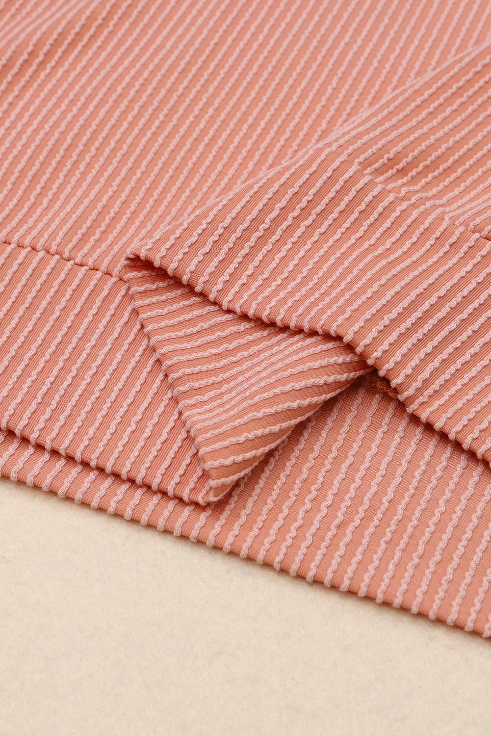 Pale Chestnut Color Block Corded Long Sleeve Top