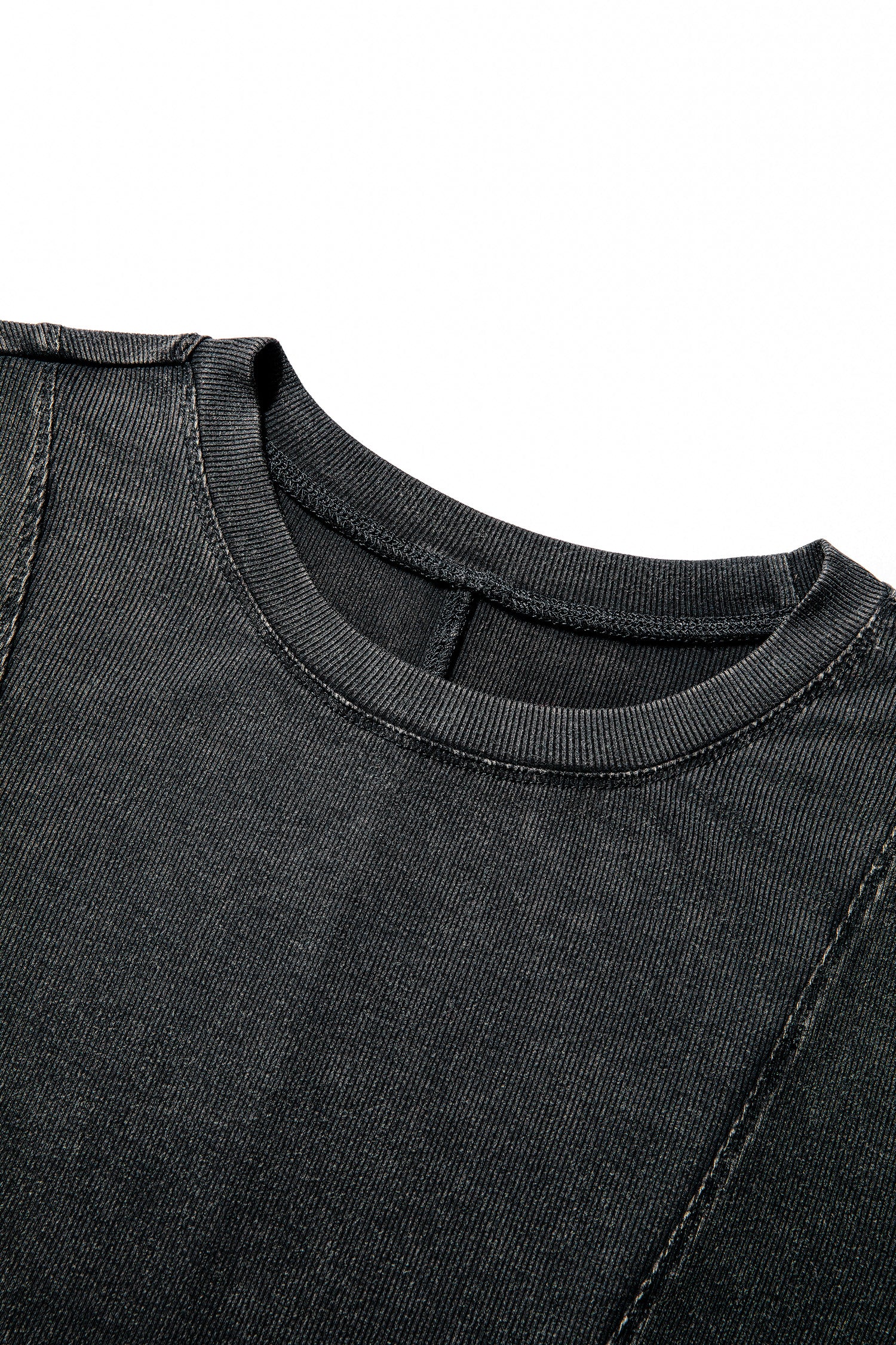 Burgundy Exposed Seam Ribbed Long Sleeve Top