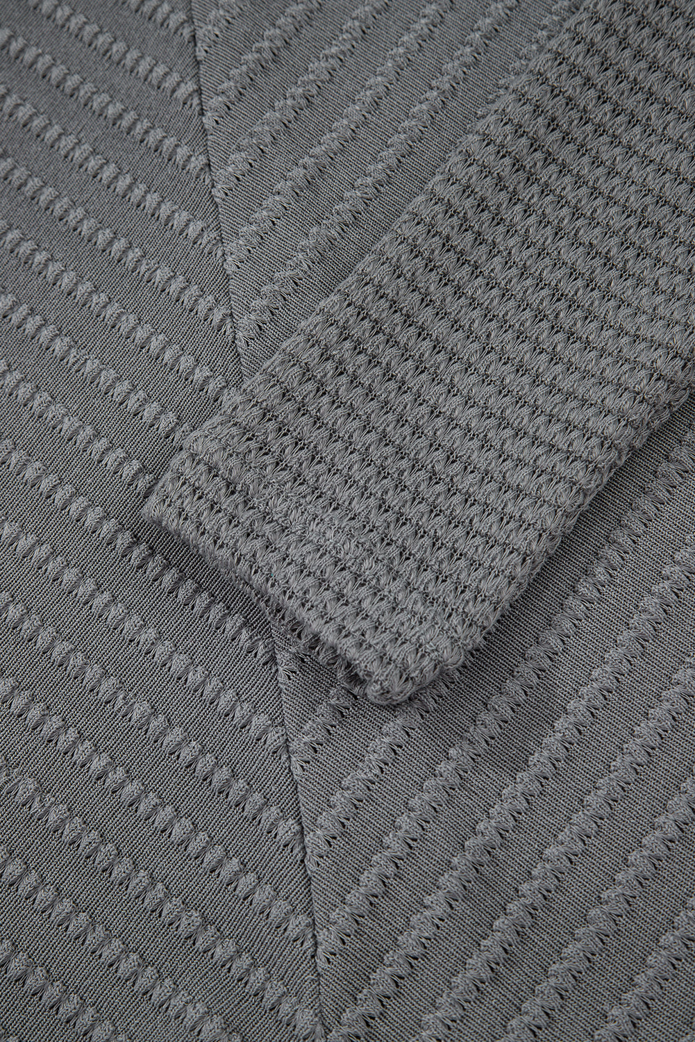 Sleet V Neck Chevron Texture Patchwork Long Sleeve Knit Top