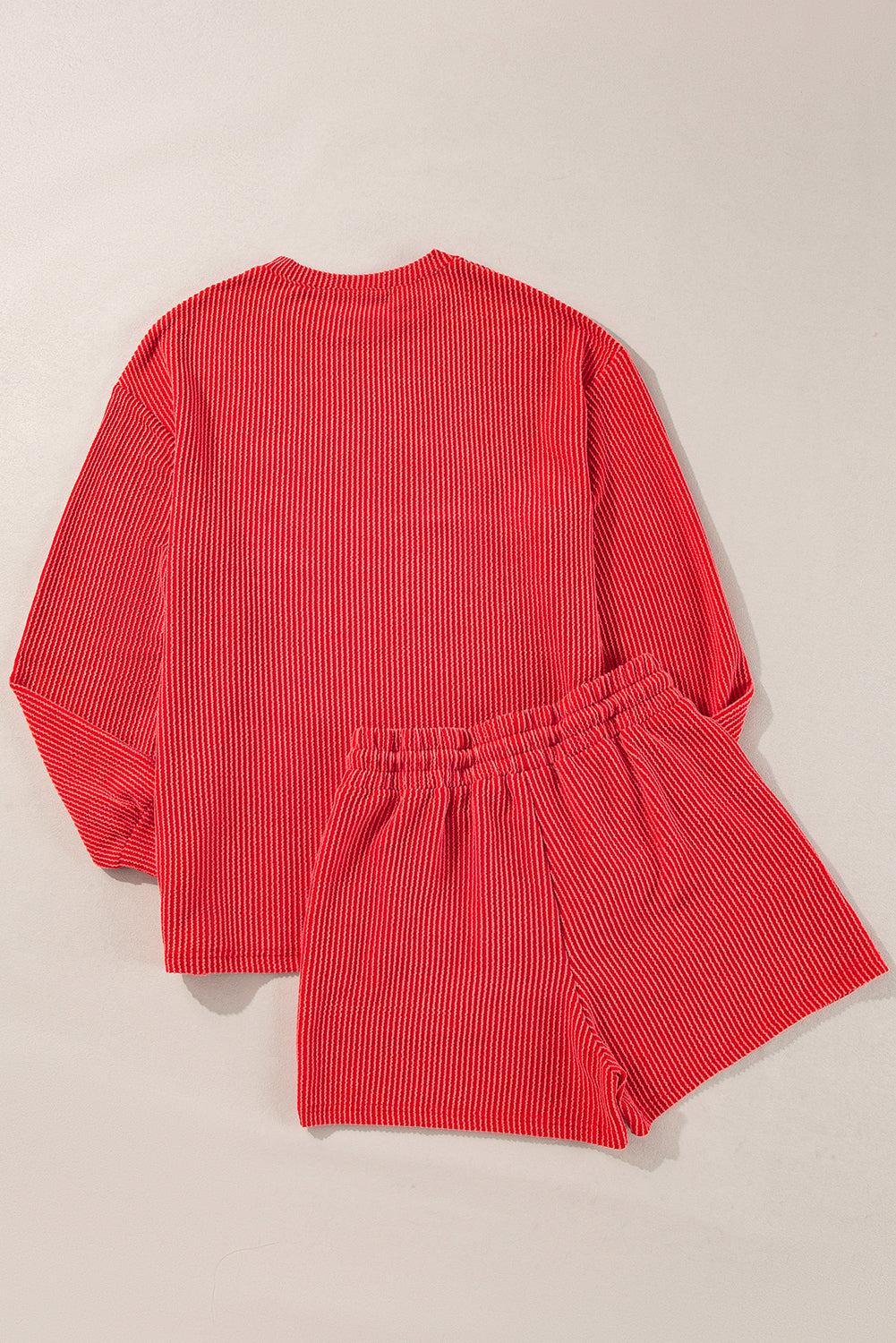 Black MERRY Corded Long Sleeve Top and Pockets Pants Set